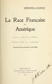 Cover of: La race française en Amérique