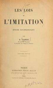 Cover of: lois de l'imitation, étude sociologique