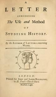 Cover of: letter concerning the use and method of studying history | John Petvin