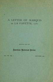 Cover of: A letter of Marquis de La Fayette