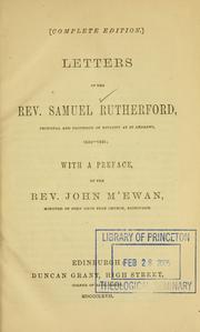 Letters of the Rev. Samuel Rutherford by Samuel Rutherford