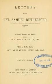 Cover of: Letters of the Rev. Samuel Rutherford | Samuel Rutherford