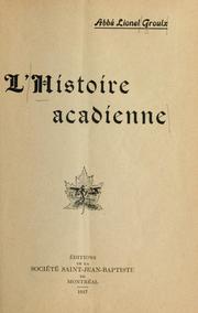 Cover of: histoire acadienne