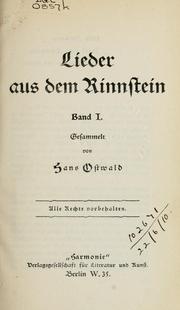Cover of: Lieder aus dem Rinnstein.