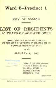 Cover of: List of residents. [title may vary]. by Boston, Massachusetts. Election Department., Boston, Massachusetts. Election Department.