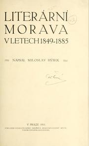 Cover of: Literární Morava v letech 1849-1885