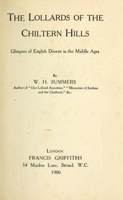 Cover of: Lollards of the Chiltern hills: glimpses of English dissent in the middle ages