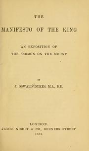 Cover of: The manifesto of the king by J. Oswald Dykes