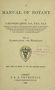 Cover of: manual of botany: based upon the manual of the late Professor Bentley.