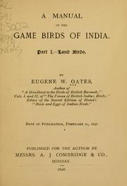 Cover of: manual of the game birds of India ...