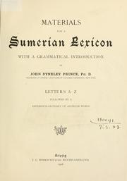 Cover of: Materials for a Sumerian Lexicon by John Dyneley Prince