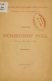 Cover of: Membership roll, April 15, 1865-June 1, 1891.