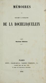 Cover of: Mémoires de Madame la marquise de la Rochejaquelein.