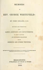 Cover of: Memoirs of Rev. George Whitefield