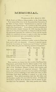 Cover of: Memorial to the senators and representatives of the Forty-first Congress. by Texas. Commissioners to represent the condition of the state and the wants of her loyal people. 1869