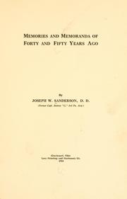 Cover of: Memories and memoranda of forty and fifty years ago.