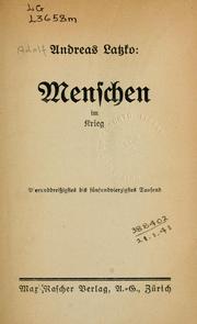 Cover of: Menschen im Krieg.