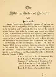 Cover of: Military order of Pulaski. | Military order of Pulaski