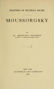 Cover of: Moussorgsky by M. Montagu-Nathan