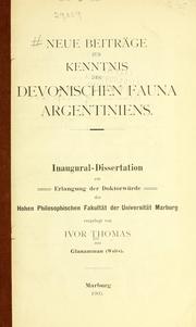 Cover of: Neue Beiträge zur Kenntnis der devonischen Fauna Argentiniens. by Ivor Thomas