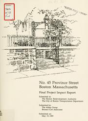 Cover of: No. 45 province street, Boston, Massachusetts, draft and final project impact report.