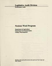 Cover of: Noxious weed program by Montana. Legislature. Legislative Audit Division.