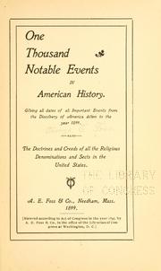 Cover of: One thousand notable events in American history.