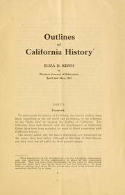 Cover of: Outlines of California history ... by Eliza D. Keith