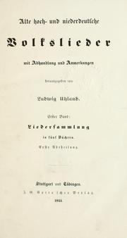 Cover of: Alte hoch- und niederdeutsche Volkslieder.