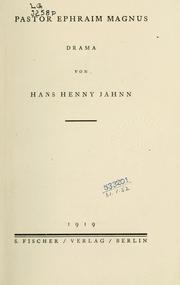 Cover of: Pastor Ephraim Magnus by Hans Henny Jahnn