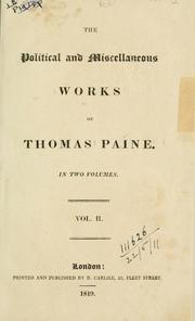 Cover of: Political and miscellaneous works. by Thomas Paine