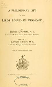 Cover of: A preliminary list of the birds found in Vermont