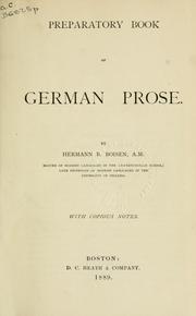 Cover of: Preparatory book of German prose by Hermann B. Boisen, Hermann B. Boisen