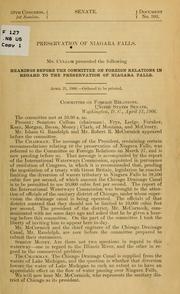 Cover of: Preservation of Niagara Falls ...: Hearings before the Committee on foreign relations ... [April 11, 1906.