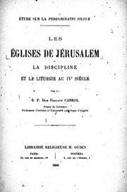 Les é glises de Jérusalem by Fernand Cabrol