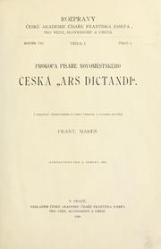 Cover of: Prokopa písae novomstského eská "Ars dictandi".: Z rukopisu teboského k tisku upravil a úvodem opatil Frant. Mare.