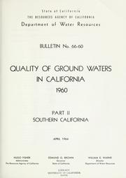 Cover of: Quality of ground waters in California 1960.