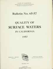 Cover of: Quality of surface waters in California 1957.