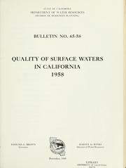 Cover of: Quality of surface waters in California 1958.