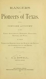 Cover of: Rangers and pioneers of Texas. by Andrew Jackson Sowell