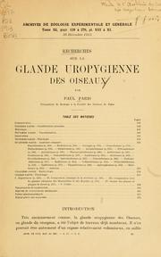 Cover of: Recherches sur la glande uropygienne des oiseaux