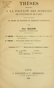 Cover of: Recherches sur la présence et le rôle du bore chez les végétaux.