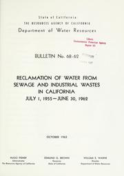 Cover of: Reclamation of water from sewage and industrial wastes: progress report.