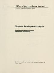 Cover of: Regional Development Program, Economic Development Division, Department of Commerce: limited scope performance audit.