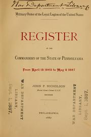 Cover of: Register ... by Military Order of the Loyal Legion of the United States. Pennsylvania Commandery