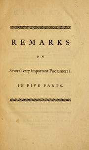 Cover of: Remarks on several very important prophecies ... by Granville Sharp