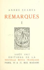 Cover of: Remarques.  1-12.: août 1917-juillet 1918.