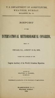 Cover of: Report by International Meteorological Congress (1893 Chicago, Ill.)