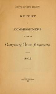 Cover of: Report of commissioners to care for Gettysburg battle monuments.