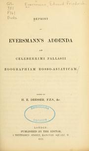 Cover of: Reprint of Eversmann's Addenda ad celeberrimi pallasii zoographiam rosso-asiaticam